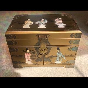 Antique brass jewelry box